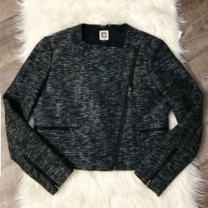 Anne Klein cropped blazer zipper closure NWOT